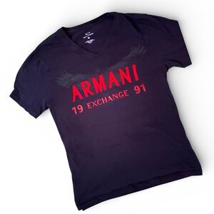 Y2K Armani Exchange Black Tee with Red Accents